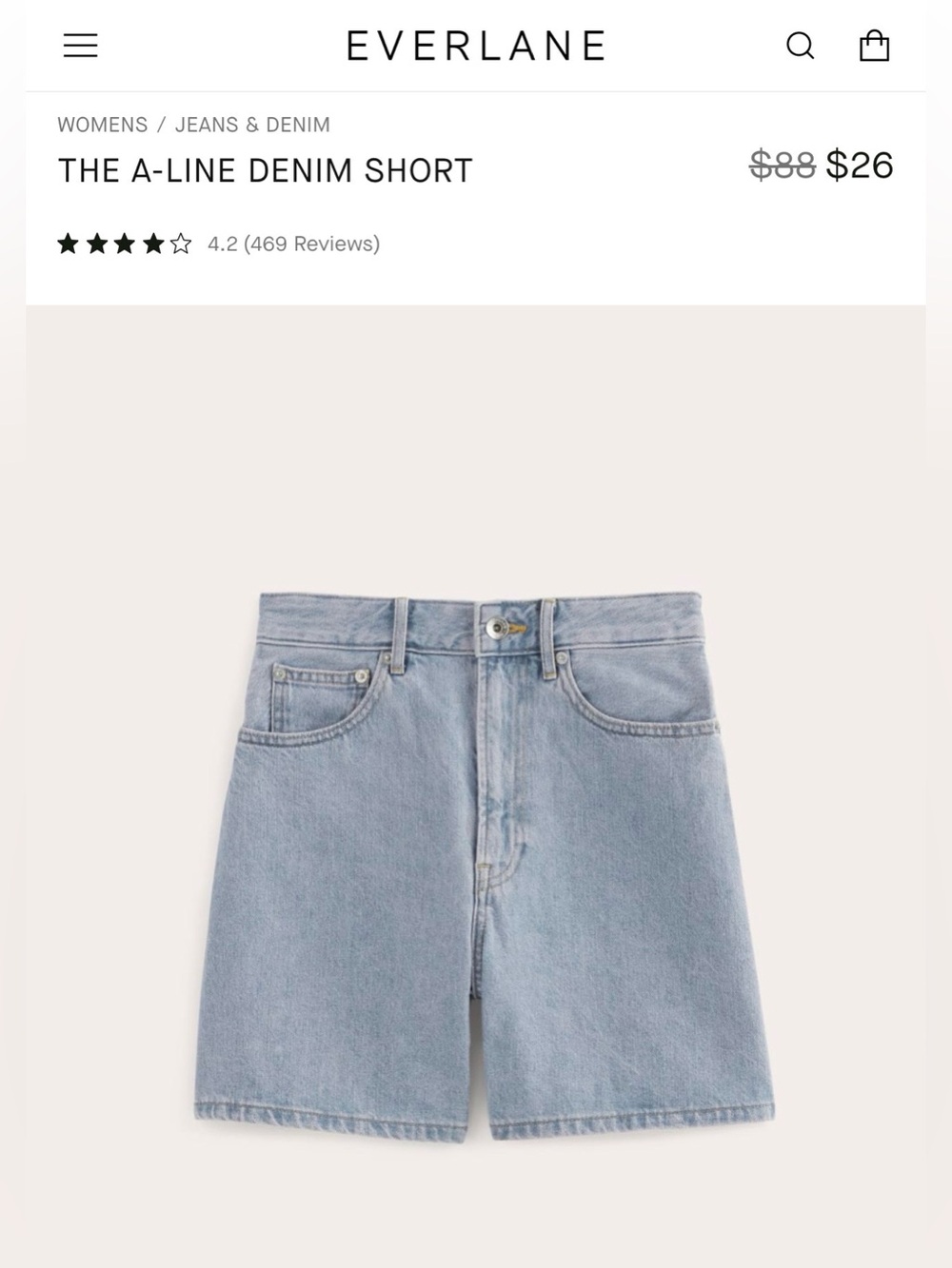A line denim shorts